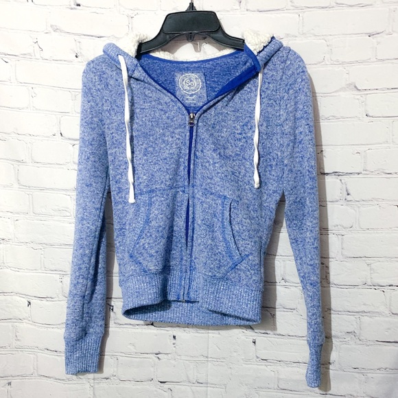 blue hoodie with fur hood